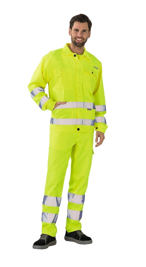 Planam Bundjacke uni Warnschutz Outdoor – Warngelb – Modelansicht 1
