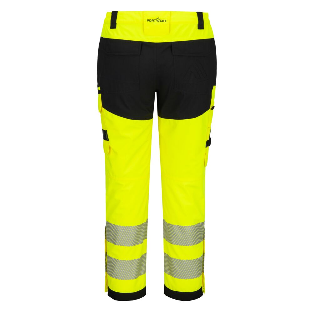 Portwest DX4 Warnschutz-Regenhose – Warngelb/Schwarz – Rückansicht