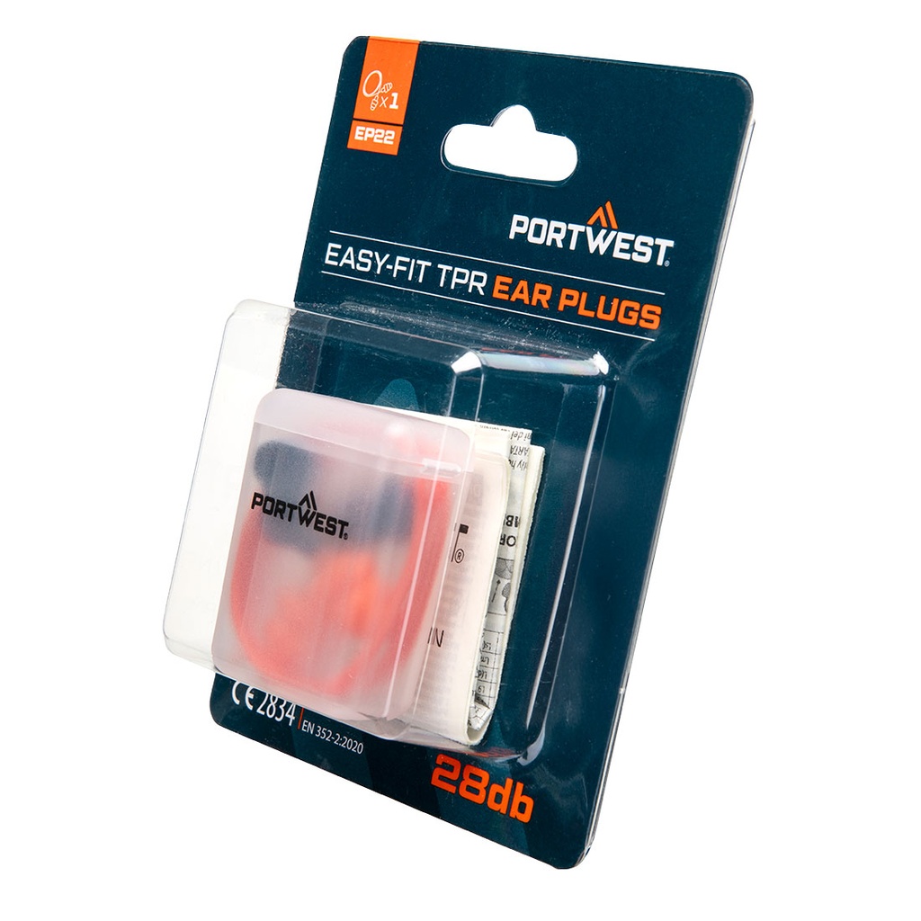 Portwest Easy Fit TPR-Gehörschutzstöpsel mit Band (1 Paar) – Orange – Rückansicht