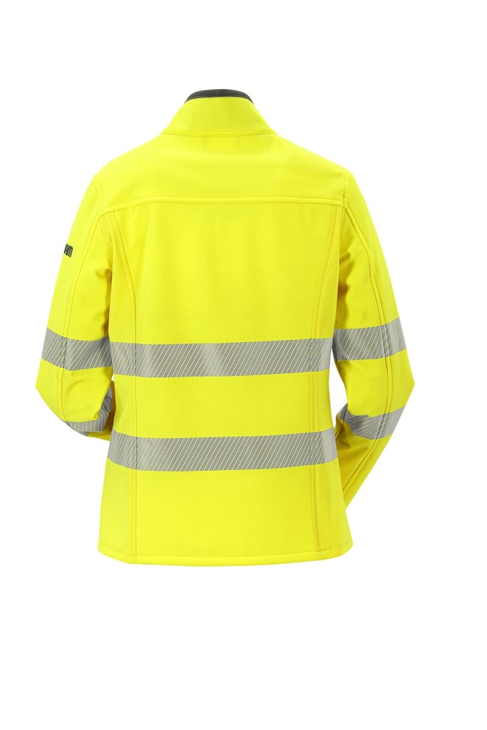 Planam Damen Pure Softshelljacke Norit Warnschutz, Outdoor – Warngelb – Rückansicht