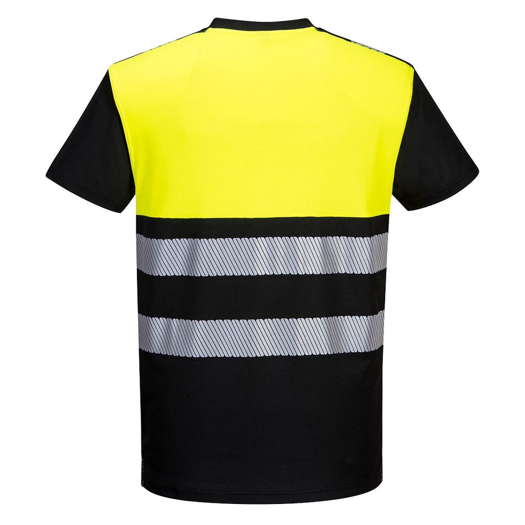 Portwest PW3 Cotton Comfort Warnschutz-T-Shirt Klasse 1 – Schwarz/Gelb – Rückansicht