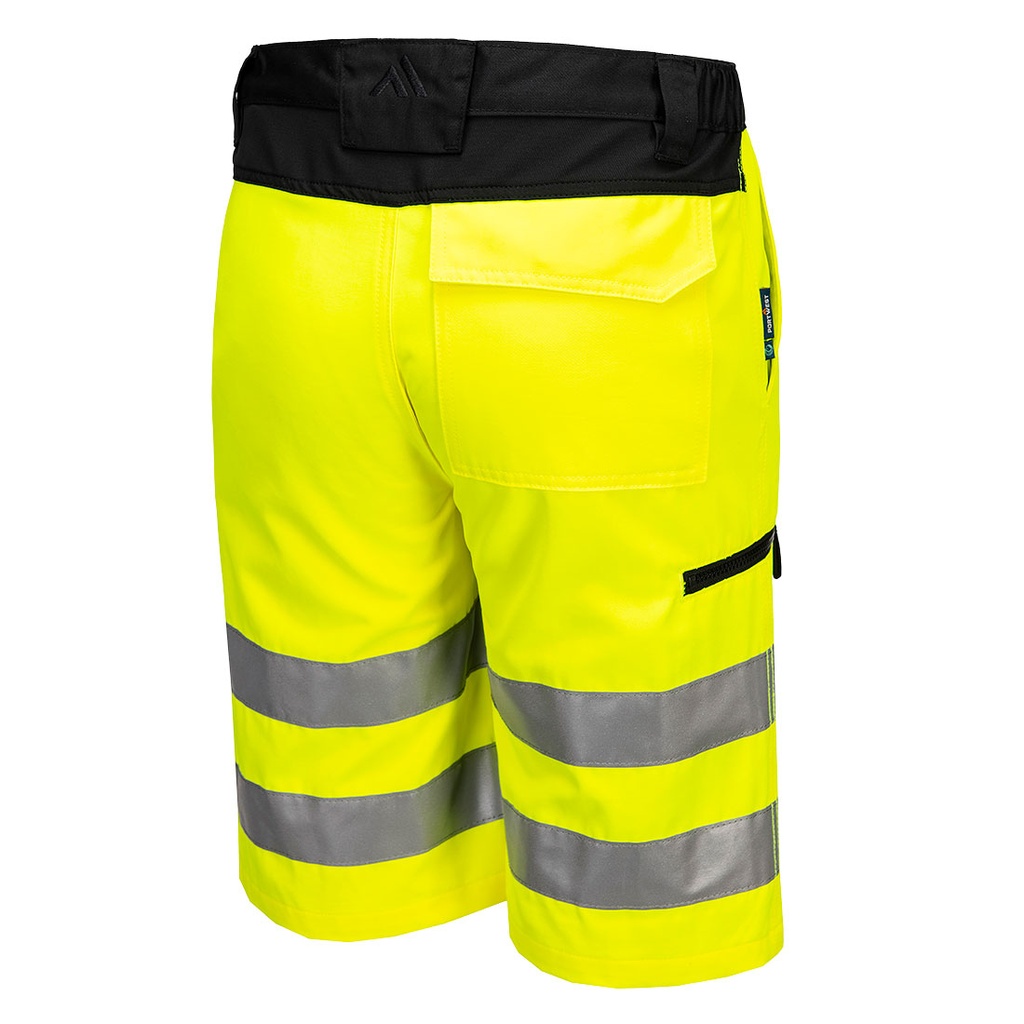 Portwest WX2 Eco Warnschutz-Shorts – Warngelb/Schwarz – Detailansicht 2