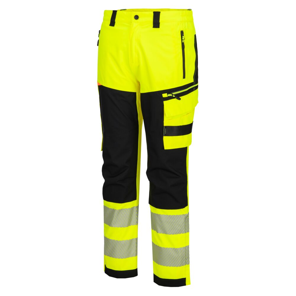 Portwest DX4 Warnschutz-Regenhose – Warngelb/Schwarz – Detailansicht 1