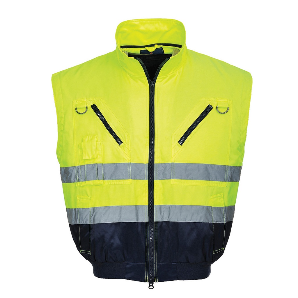 Portwest 3-in-1-Warnschutz-Pilotjacke mit Kontrastbesatz PJ50 – Warngelb/Marineblau – Detailansicht 4