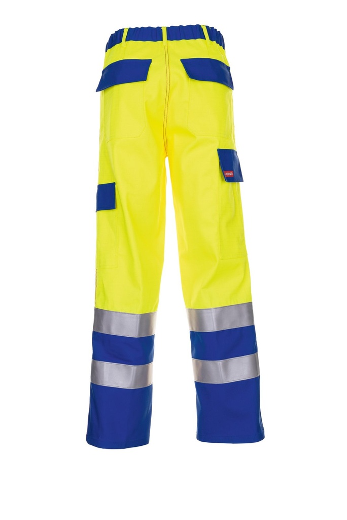 Planam Warn Bundhose Major Pect – Warngelb/Blau – Rückansicht