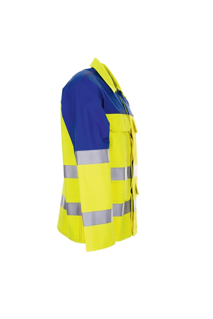 Planam Warn Jacke 1-lagig Major Pect – Warngelb/Blau – Seitenansicht rechts