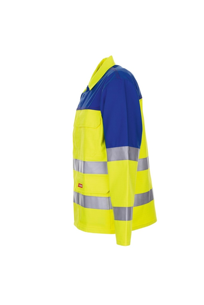 Planam Warn Jacke 1-lagig Major Pect – Warngelb/Blau – Seitenansicht links