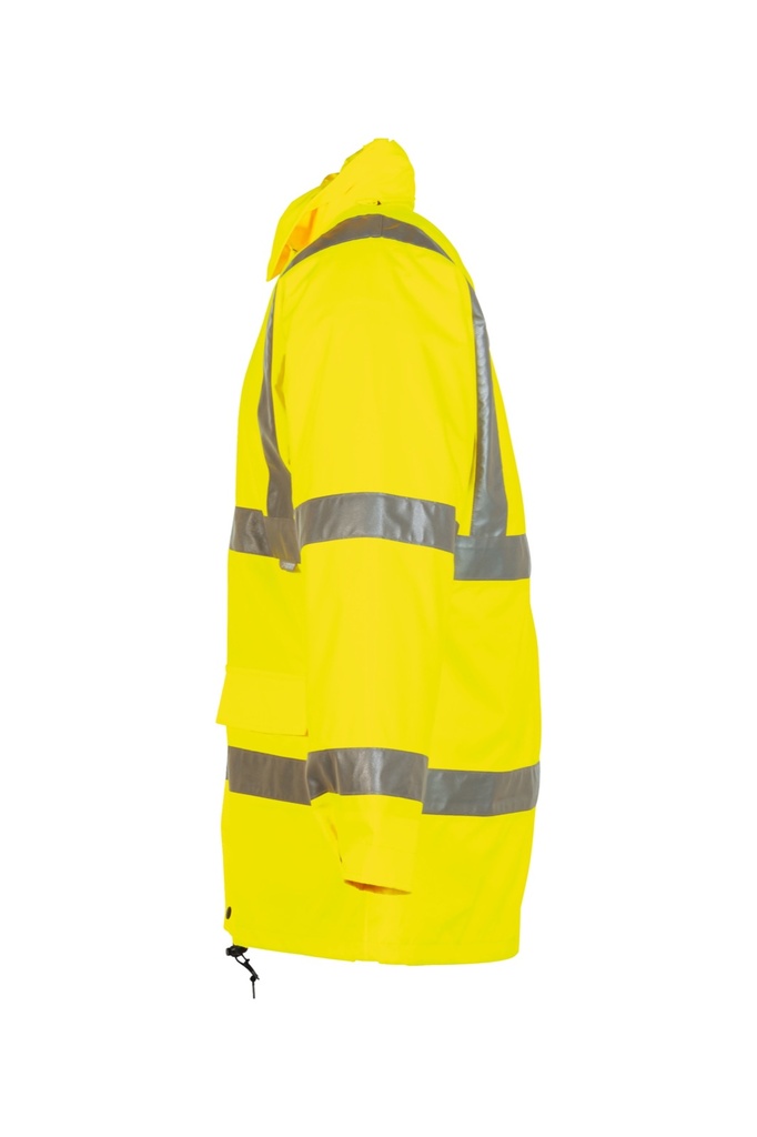 Planam Parka uni Warnschutz, Outdoor – Warngelb – Seitenansicht links
