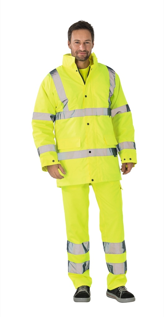 Planam Parka uni Warnschutz, Outdoor – Warngelb – Modelansicht 1
