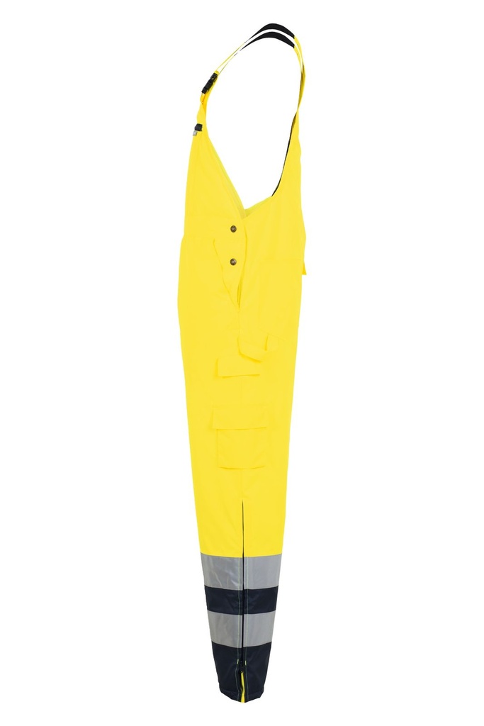 Planam Winterlatzhose 2-farbig Warnschutz, Outdoor – Warngelb/Blau – Seitenansicht links