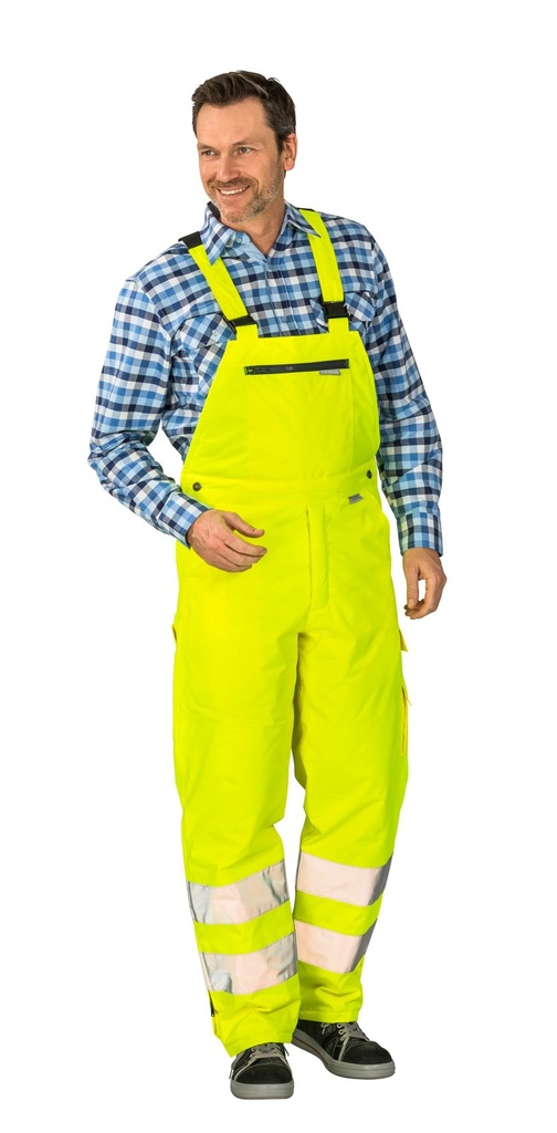 Planam Winterlatzhose uni Warnschutz, Outdoor – Warngelb – Modelansicht 1