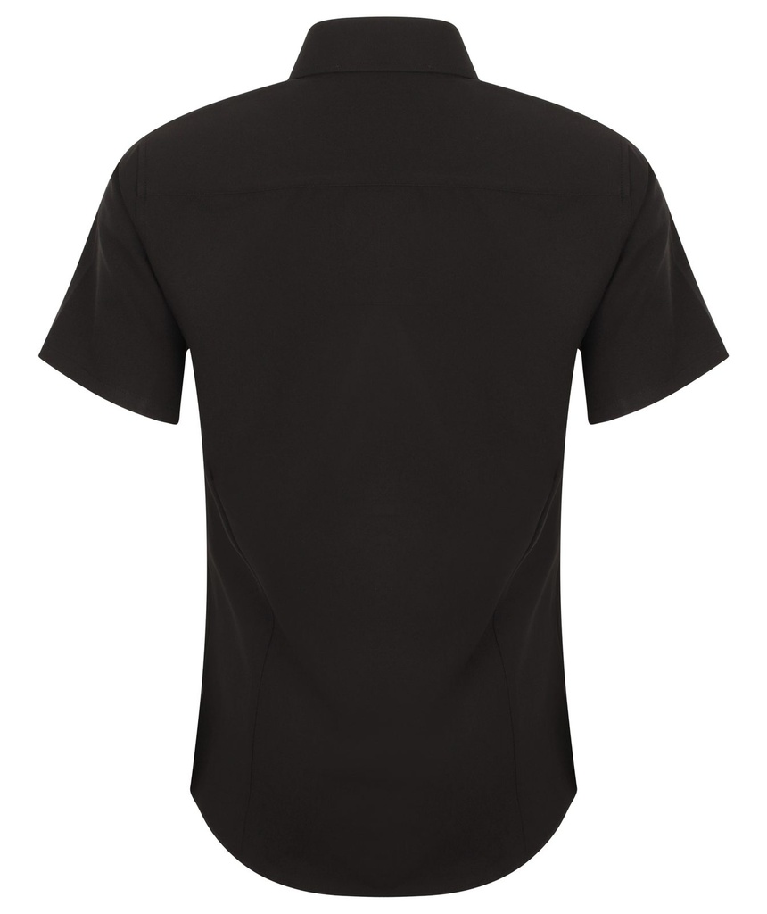 Henbury Bluse Kurzarm Wicking – Schwarz – Rückansicht