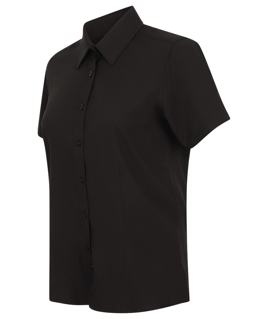 Henbury Bluse Kurzarm Wicking – Schwarz – Seitenansicht links
