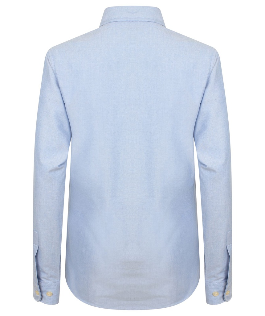 Henbury Bluse Langarm Oxford – Königsblau – Rückansicht