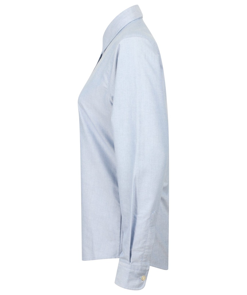 Henbury Bluse Langarm Oxford – Königsblau – Seitenansicht rechts