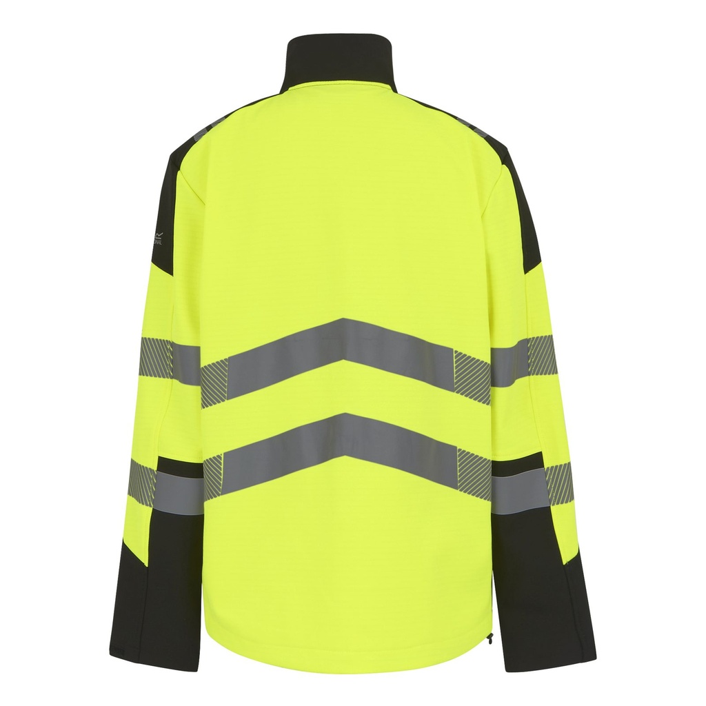 Regatta High Visibility Warn-Softshelljacke X-Pro (3-lagig, Klasse 2) – Warngelb/Schwarz – Rückansicht