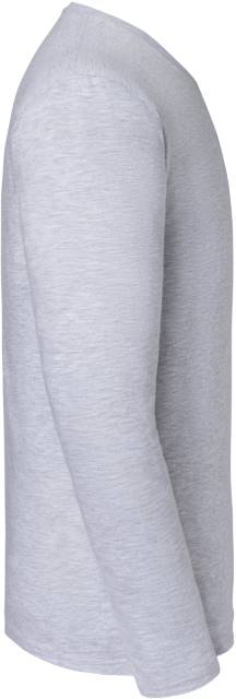 Fruit of the Loom Iconic 195 LSL Langarm-T-Shirt schwer – Hellgrau meliert – Seitenansicht rechts