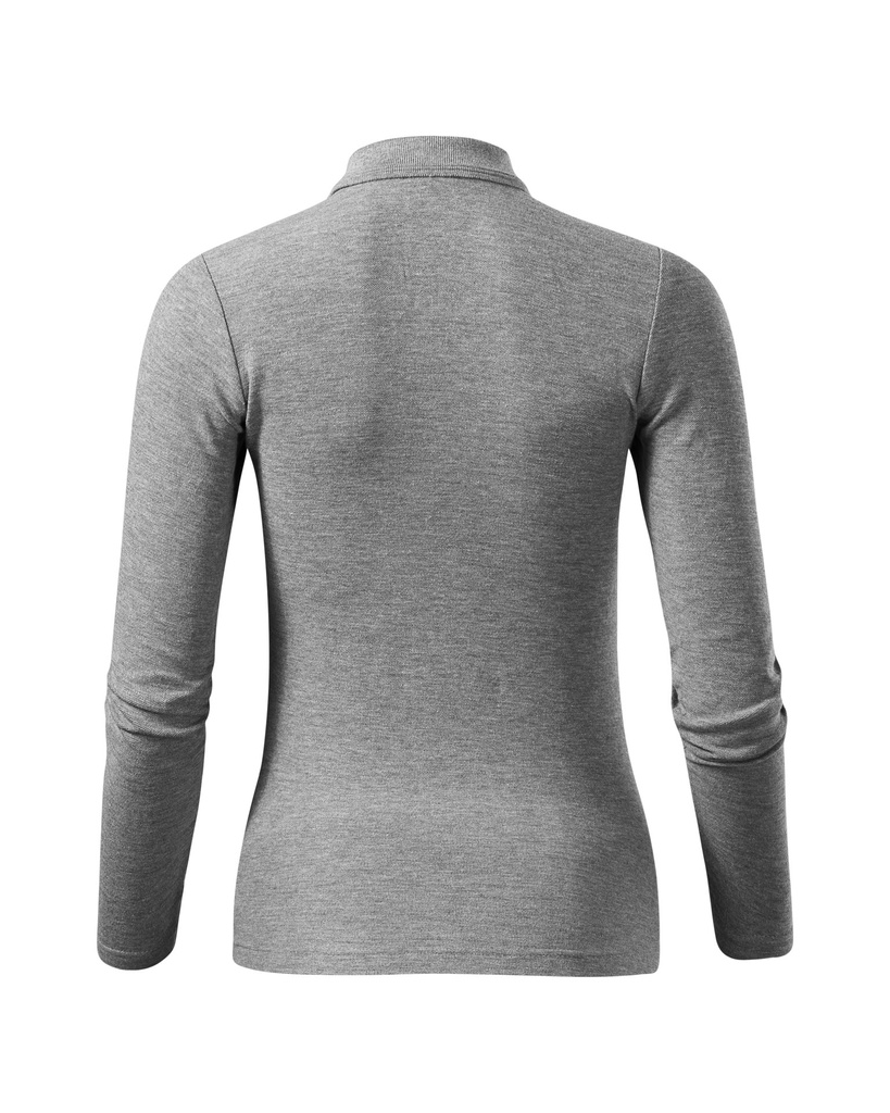 Malfini Pique Polo LS Damen-Poloshirt – Dunkelgrau meliert – Rückansicht