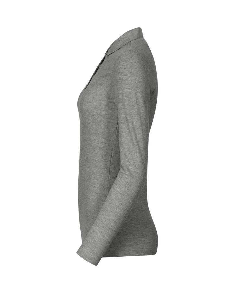 Malfini Pique Polo LS Damen-Poloshirt – Dunkelgrau meliert – Seitenansicht