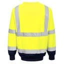 Portwest Warnschutz-Sweatshirt mit Kontrastbesatz – Warngelb/Marineblau – Rückansicht