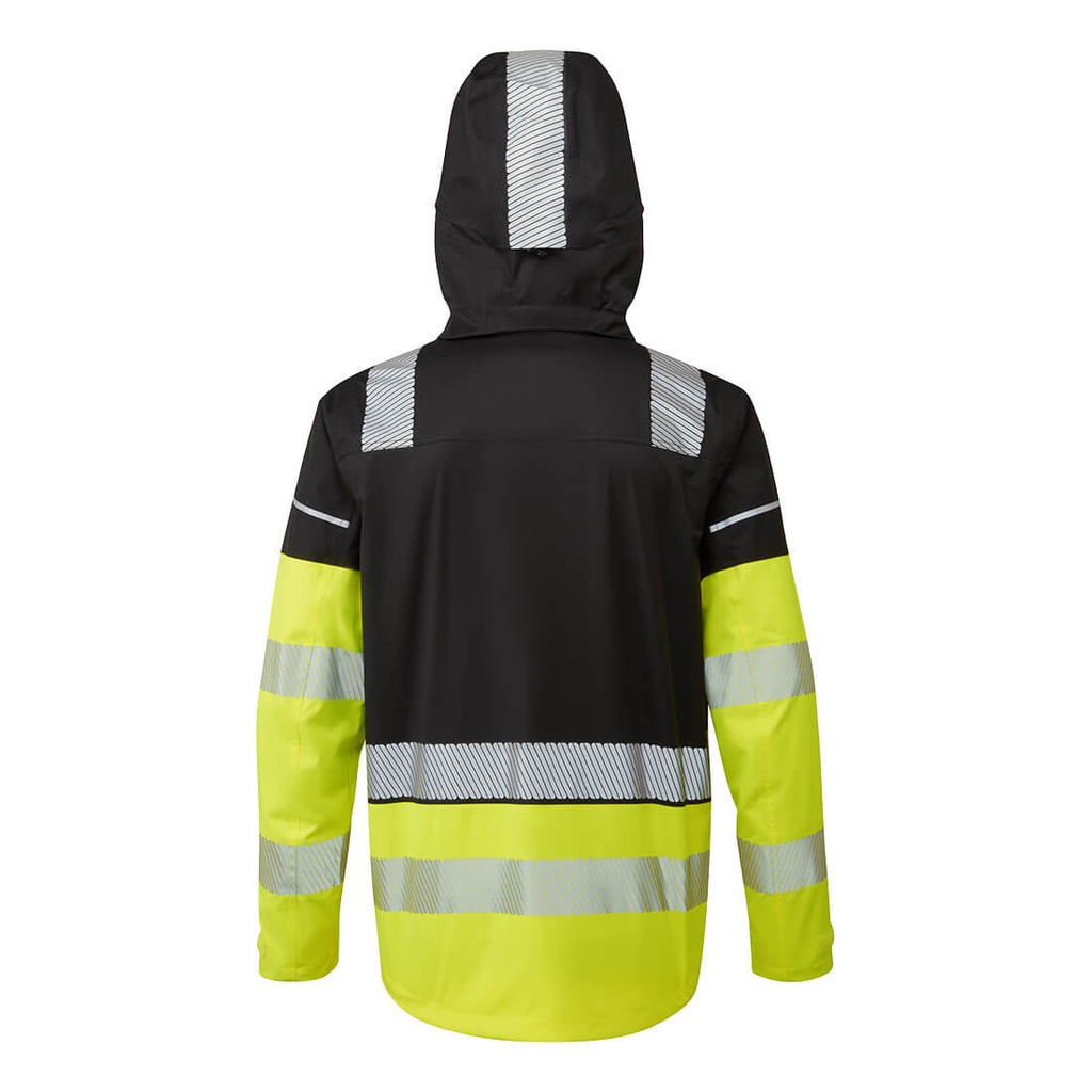 Portwest Ultimate Modular 3-in-1-Warnschutz-Regenjacke – Warngelb/Schwarz – Rückansicht