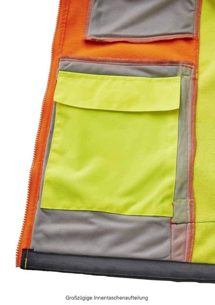 4PROTECT Houston Warnschutzsoftshelljacke – Warngelb/Warnorange