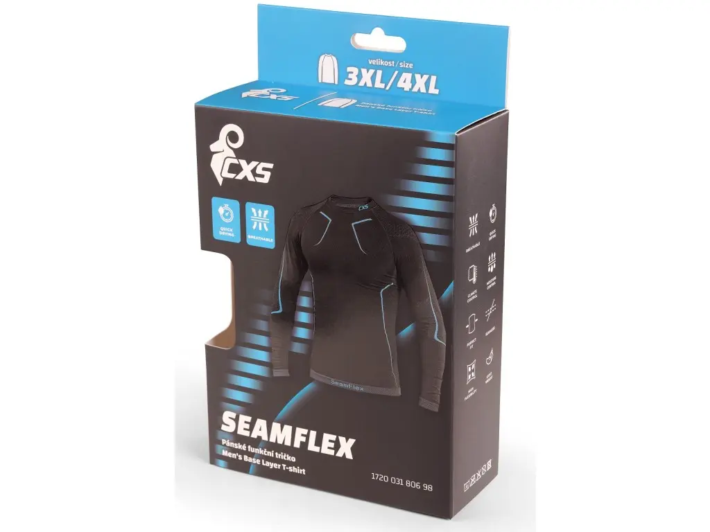 CXS SEAMFLEX Herren-Funktionsshirt – Schwarz/Blau