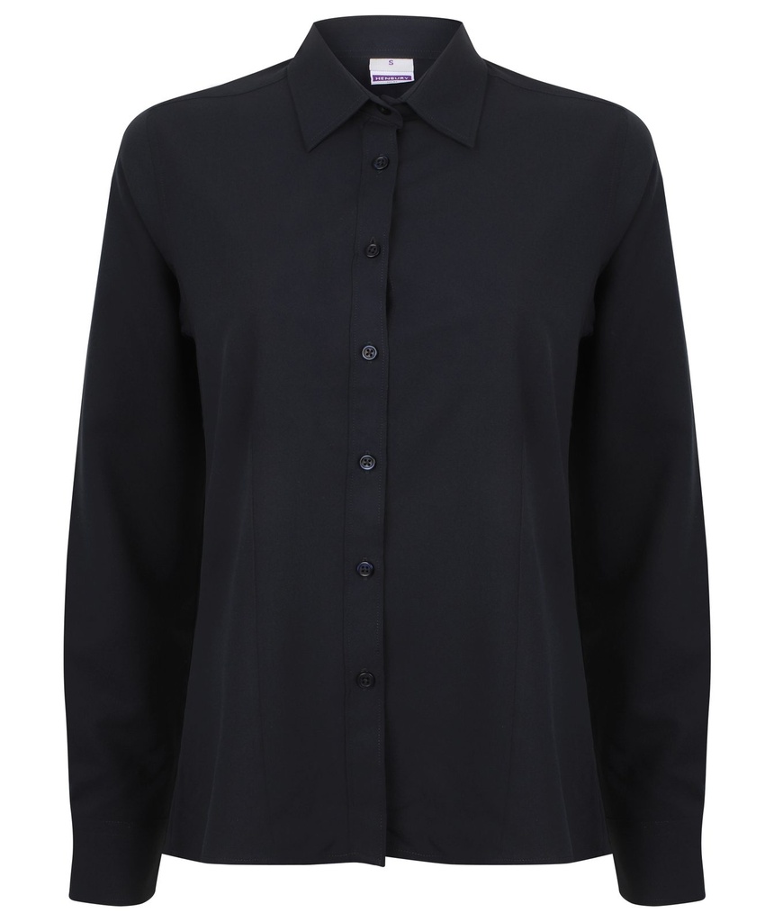[180-15-082-XS] Henbury Bluse Langarm Wicking (XS, Schwarz)