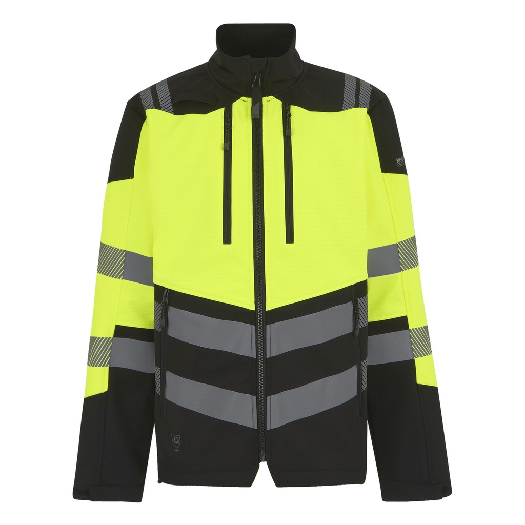 [180-25-350-S] Regatta High Visibility Warn-Softshelljacke X-Pro (3-lagig, Klasse 2) (S, Warngelb/Schwarz)
