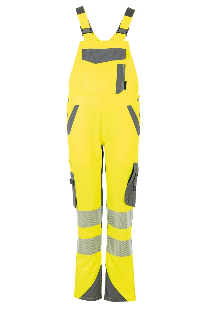 [160-35-103-36] Planam Damen Latzhose Norit Warnschutz (36, Warngelb/Grau)