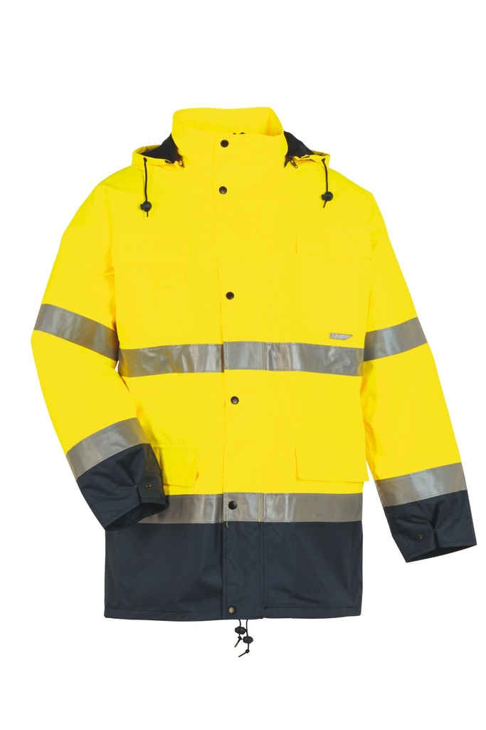[160-25-128-S] Planam Parka 2-farbig Warnschutz, Outdoor (S, Warngelb/Blau)