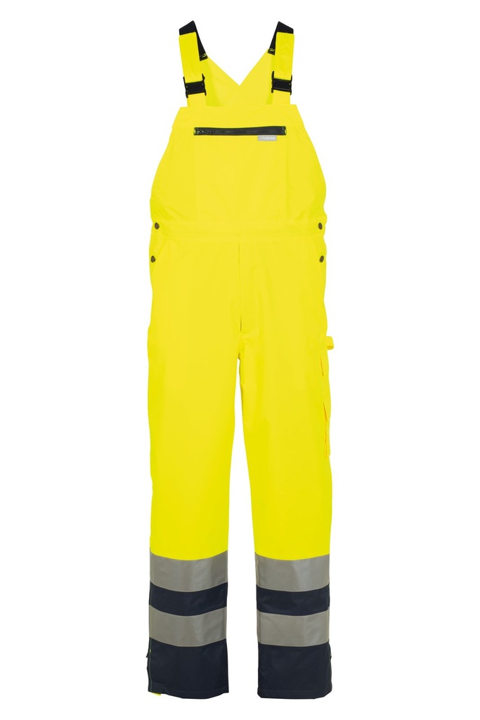 [160-35-210-S] Planam Regenlatzhose 2-farbig Warnschutz, Outdoor (S, Warngelb/Blau)