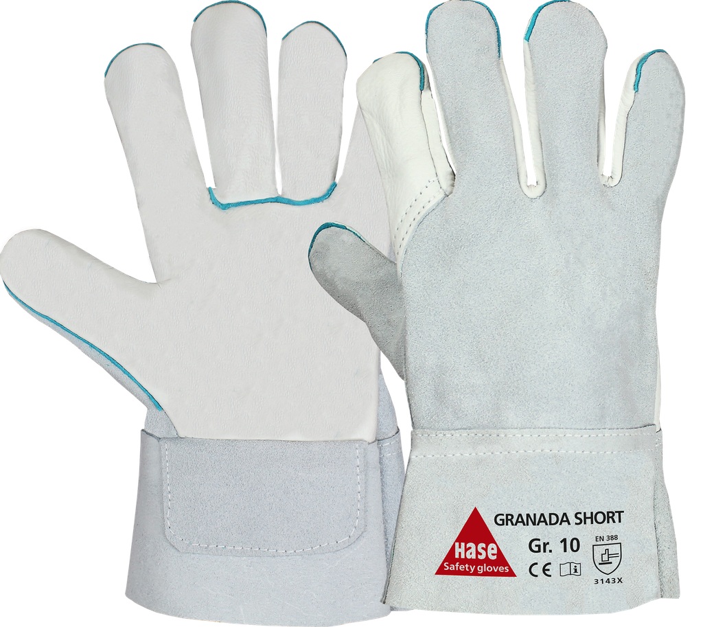 [170-50-087-10] Hase Safety Granada Short Spaltlederhandschuhe (10)