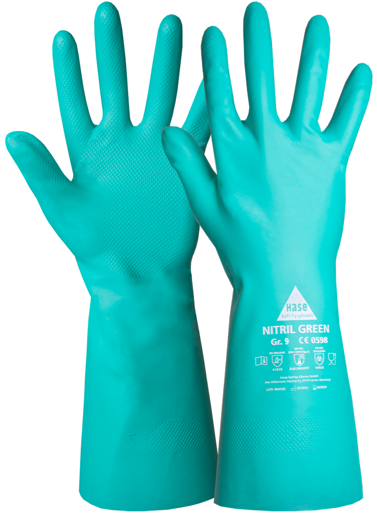 Hase Safety Gloves Schutzhandschuhe Chemie/Einweg Nitril Green