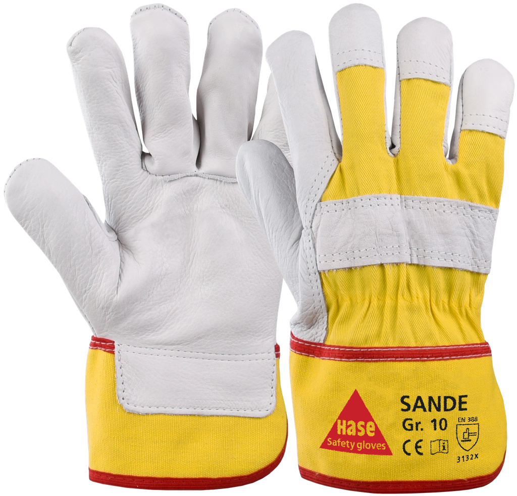 [170-50-060-6] Hase Safety Gloves Handschuhe Narbenleder Sande (6)