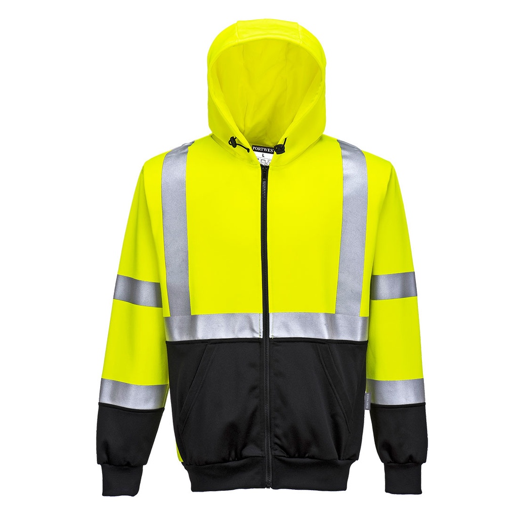 Portwest Warnschutz-Kapuzenjacke mit Kontrastbesatz B315