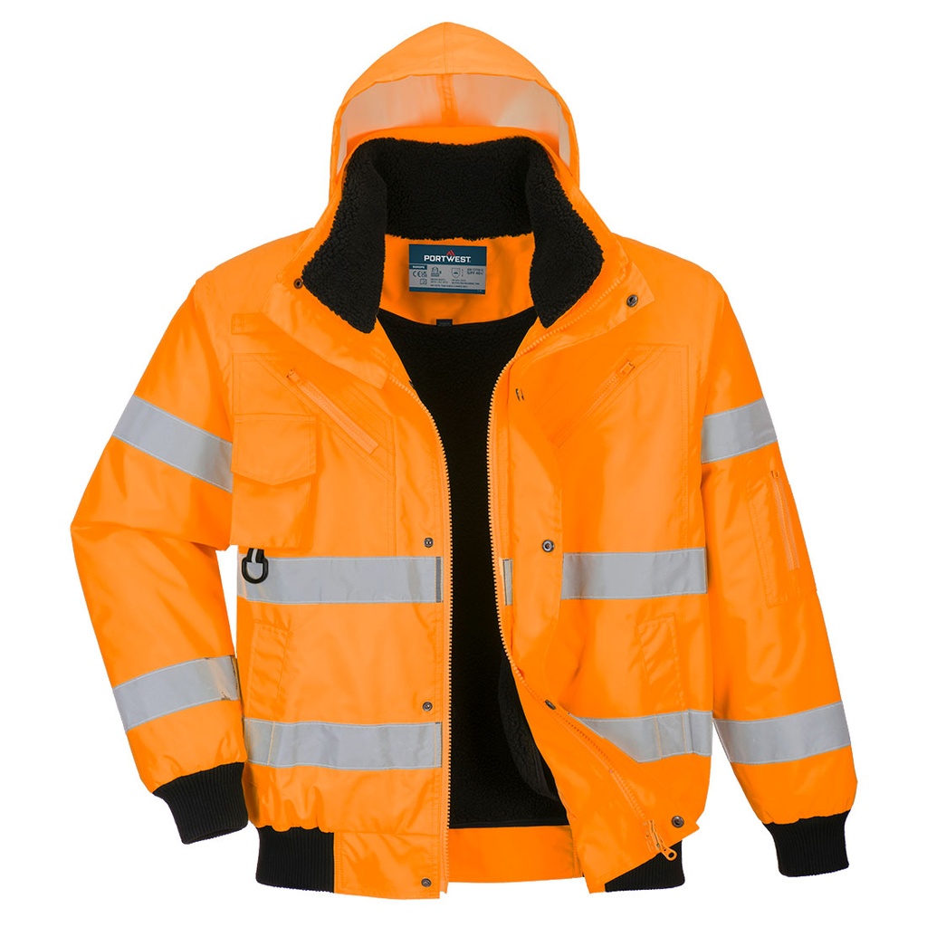 [120-25-221-XS] Portwest Warnschutz 3-in-1 Pilotjacke C467 (XS, Orange)
