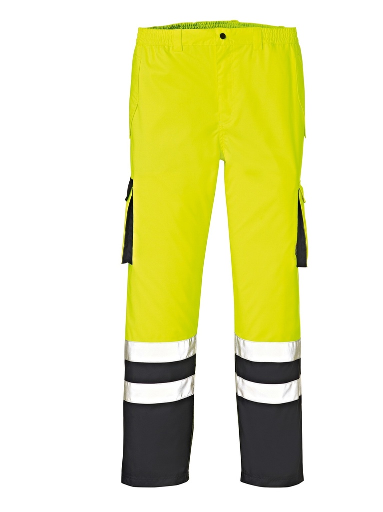 [100-35-002-S] 4PROTECT Baltimore Warnschutzregenbundhose (S, Warngelb/Marineblau)