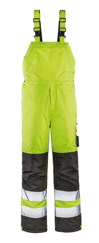 [100-35-006-XS] 4PROTECT® Warn-Winter-Wetterschutz-Latzhose ATLANTA (XS, Warngelb/Grau)