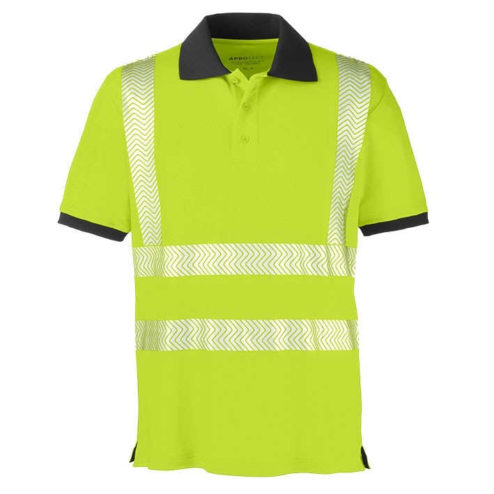 [100-10-002-XS] 4PROTECT® Warnschutz UV-Poloshirt ORLANDO (XS, Warngelb/Grau)