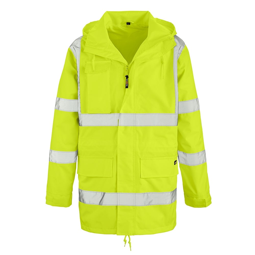 [100-25-056-S] teXXor® Warnschutz-Regenjacke BARRIE (S, Warngelb)
