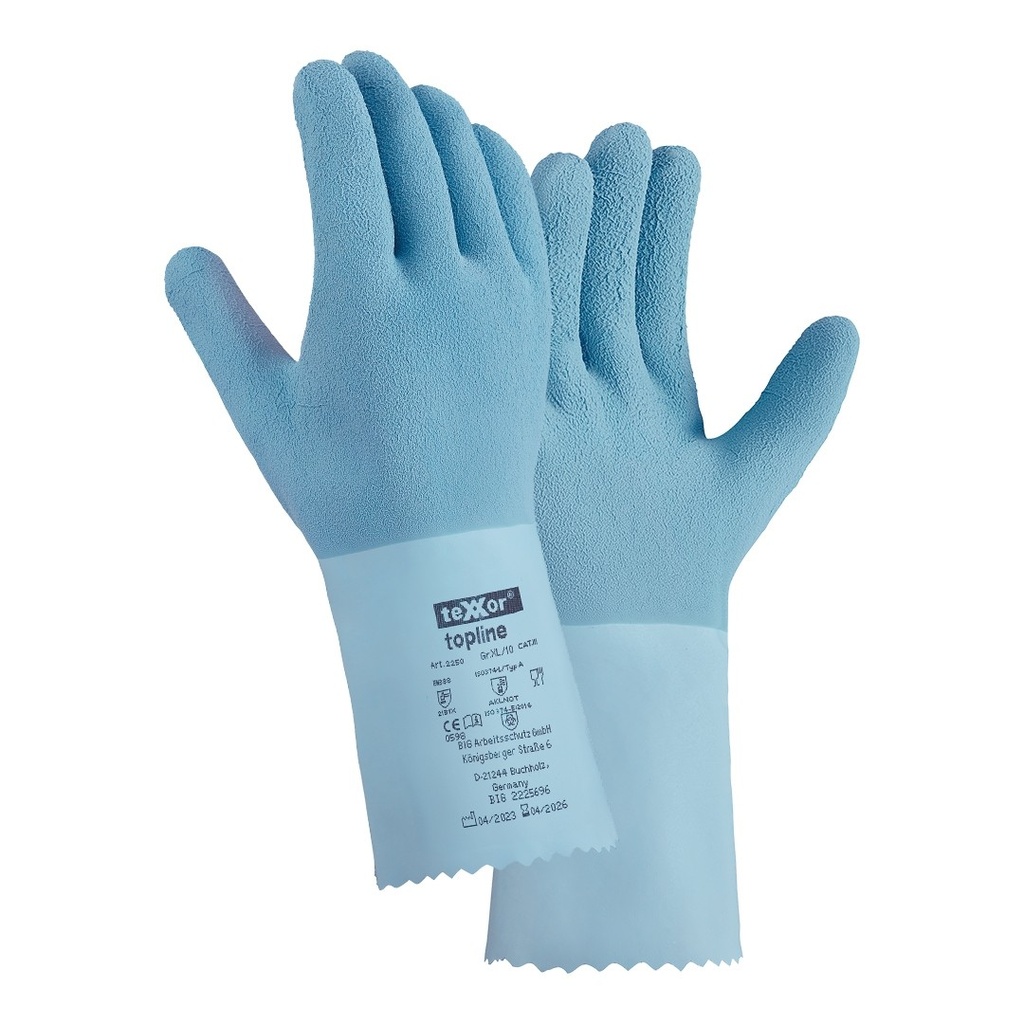[100-50-068-7] teXXor topline Chemikalienschutzhandschuhe Naturlatex geraut (7)